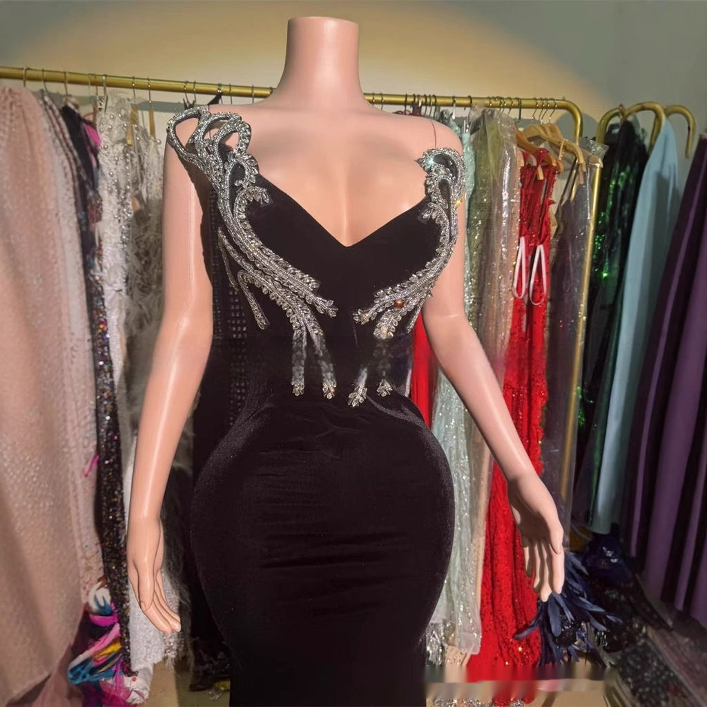 Black Bandeau Slim-fit Skinny Long And Ground Dress